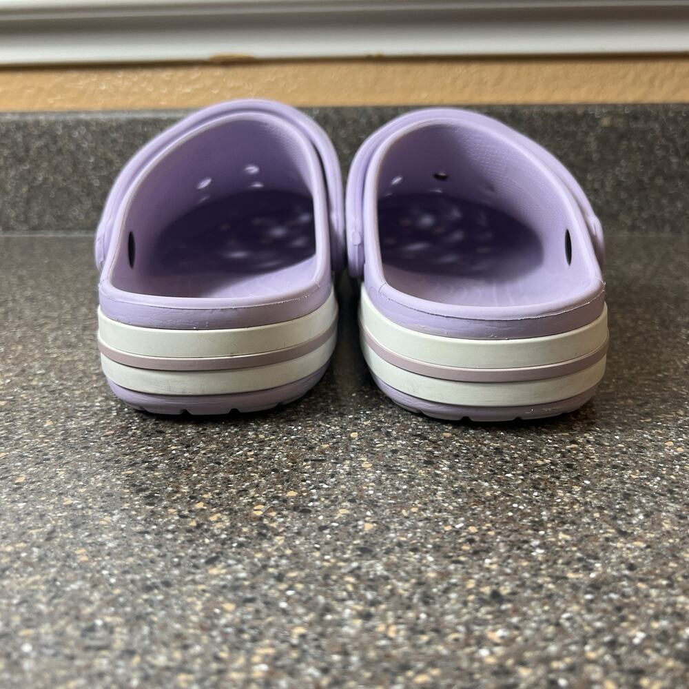 CROCS Iconic Comfort Womens Sz 10 Slip On Rubber Purple Clogs Shoes Mens 8 Mules - Picture 9 of 11